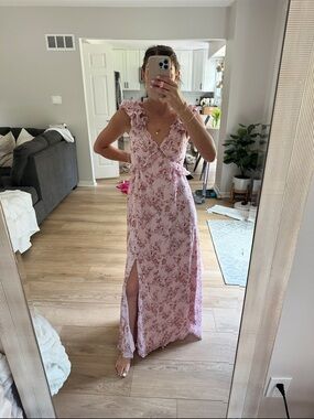 Marie Flutter Shoulder Bow Back Floral Maxi Dress